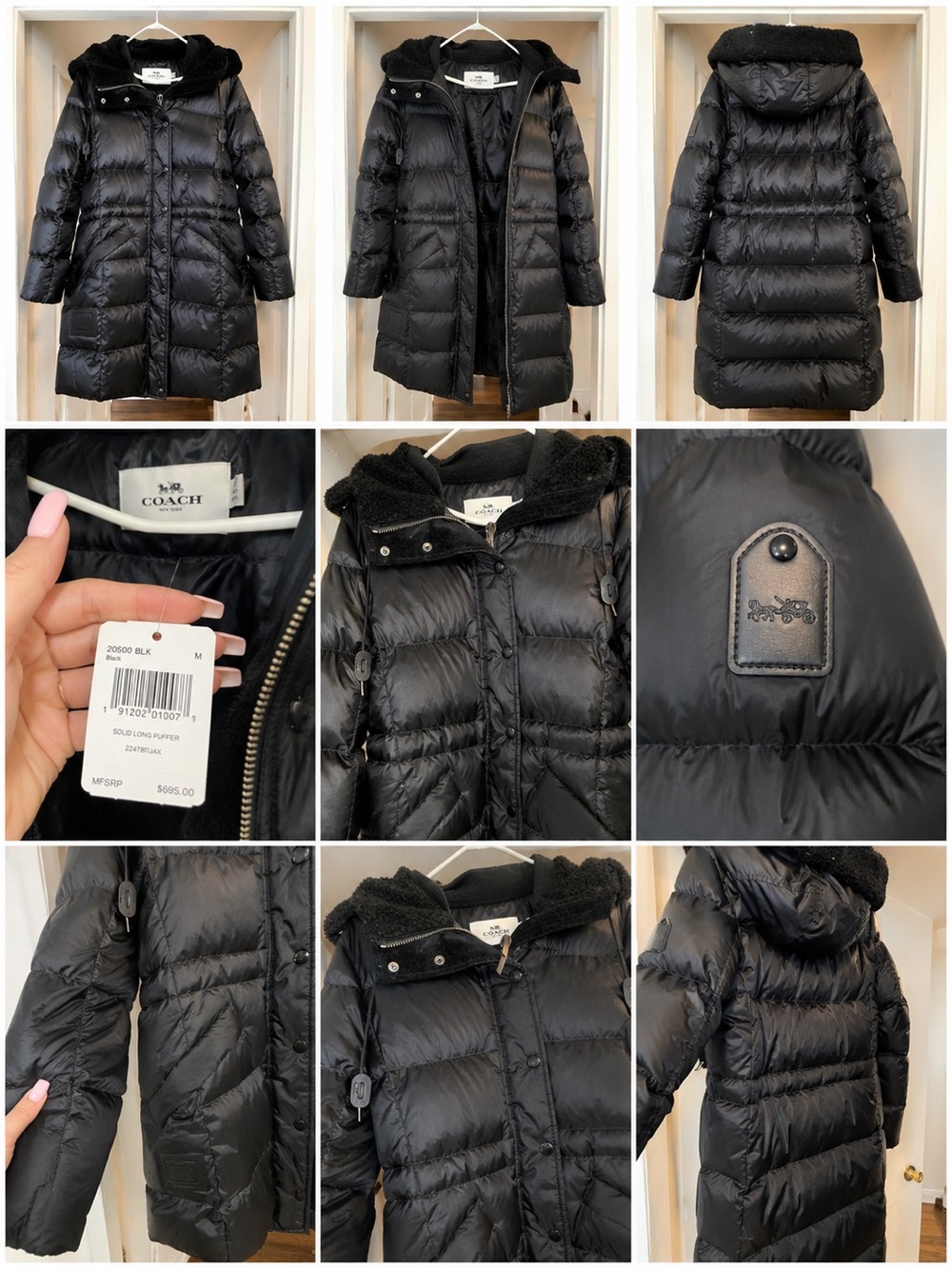 🖤 COACH Long Black Puffer Coat – Size Medium – $695 MSRP 🖤